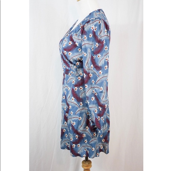 & Other Stories Blue Floral Faux Wrap Mini Dress 4 - Picture 3 of 10